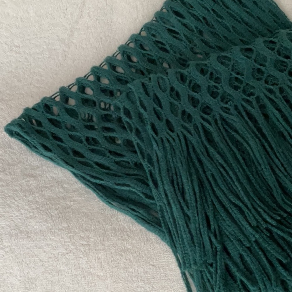 Green Scarf with Fringe